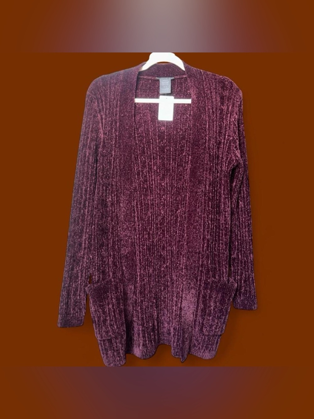 Matty M Plush Open-Front Cardigan - Wine